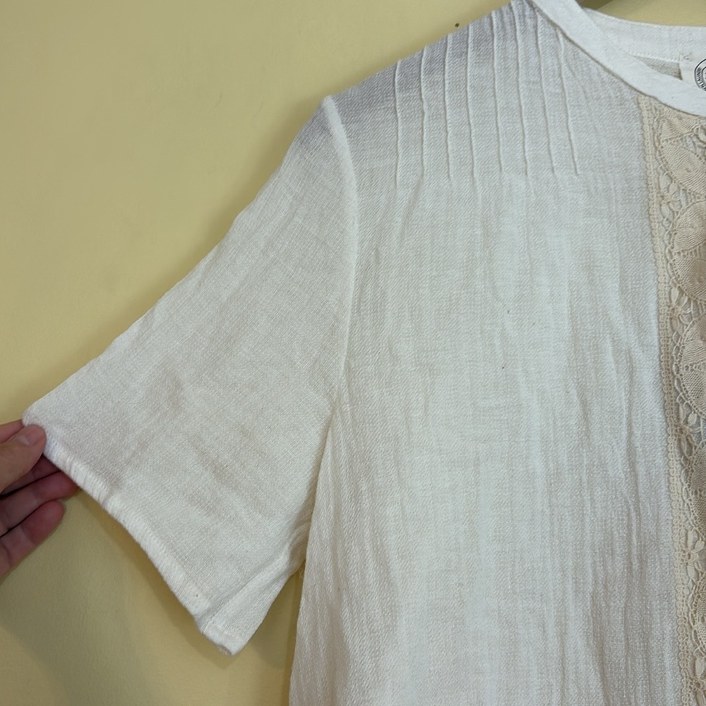 Zyga Lin'n Laundry NWT Medee Chemise Ivory Cotton Gauze Button Up Lace Top FR 40 - Picture 9 of 17
